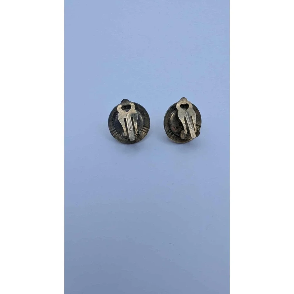 vintage gold‎ toned faux pearl clip-on earrings